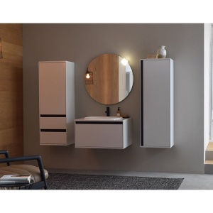 Set mobilier suspendat si lavoar Kolpasan, Pandora, 110 cm, alb lucios - Img 4