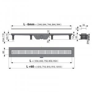 Set rigola de dus, AlcaDrain, Simple, cu capac, 85 cm APZ10-850M - Img 2