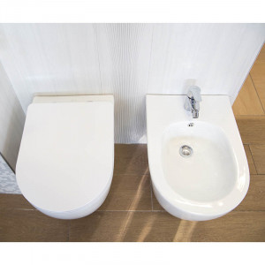 Set vas WC suspendat, Fluminia, Minerva, rimless, cu capac quick release si soft close, alb - Img 5