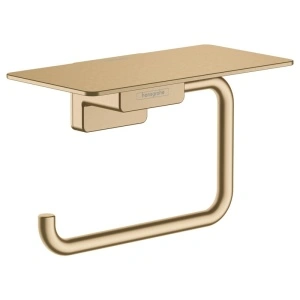 Suport hartie igienica, Hansgrohe, AddStoris, cu polita, bronz periat