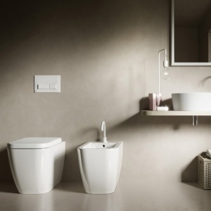 Vas WC stativ Hatria, Bianca, back to wall, rimless, alb - Img 3