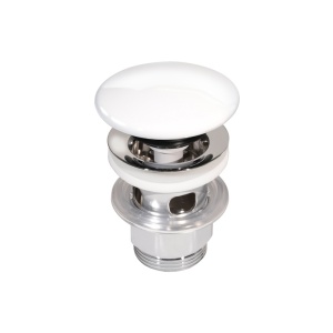 Ventil ceramic Villeroy & Boch, pentru lavoar cu preaplin, push-open, alb