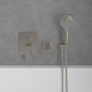 Baterie cadă-duș Villeroy&Boch, Architectura Square, montaj încastrat, brushed nickel - Img 4