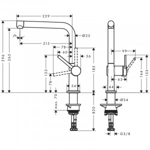Baterie de bucatarie monocomanda, Hansgrohe, Talis M54 270, crom - Img 4