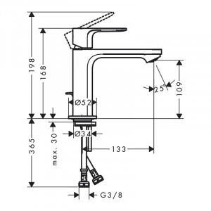 Baterie de lavoar, Hansgrohe, Rebris S 110, cu ventil, crom - Img 2