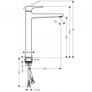 Baterie lavoar cu ventil, Hansgrohe, Metropol 260, auriu lucios - Img 2