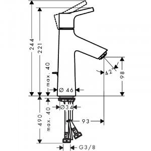 Baterie lavoar cu ventil, Hansgrohe, Talis S 100, Crom - Img 3