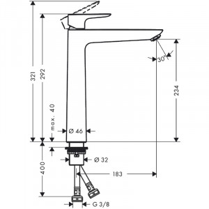 Baterie lavoar fara ventil, Hansgrohe, Talis E 240 - Img 3