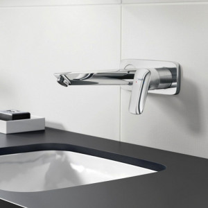 Baterie pentru lavoar Hansgrohe, Logis, cu montaj pe perete, parte vizibila, crom - Img 5