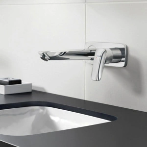 Baterie pentru lavoar Hansgrohe, Logis, cu montaj pe perete, parte vizibila, crom - Img 5