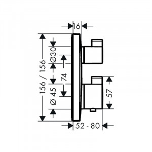 Baterie termostatata cada-dus Hansgrohe, Ecostat Square, cu montaj incastrat, crom - Img 2
