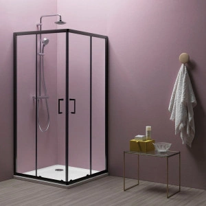 Cabina de dus, Kolpasan, Eco Quat, patrata, 90 x 90 cm, profil negru