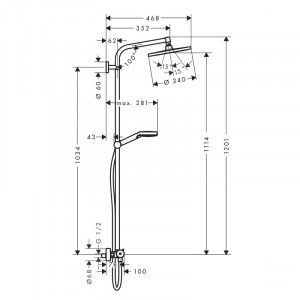 Coloana dus termostata Hansgrohe, Crometta S240, crom - Img 3