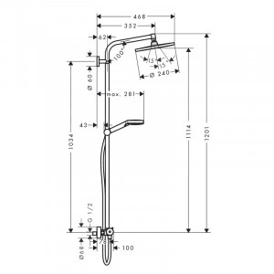 Coloana dus termostata Hansgrohe, Crometta S240, crom - Img 3
