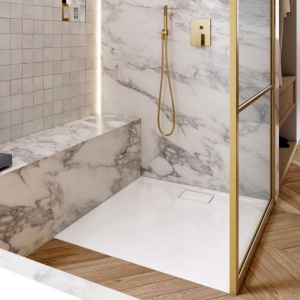 Cot racord Villeroy&Boch, Universal Showers, rotund cu suport duș, brushed gold - Img 3