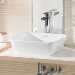 Lavoar pe blat Villeroy & Boch, Artis, patrat, 41 cm, alb, Titanceram - Img 3