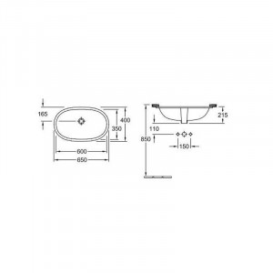 Lavoar sub blat Villeroy & Boch, O. Novo, oval, 60 cm, alb alpin - Img 2