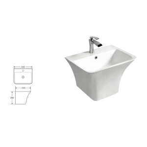 Lavoar suspendat BTW, Fluminia, Menad New, 53 cm, alb - Img 2