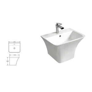 Lavoar suspendat BTW, Fluminia, Menad New, 53 cm, alb - Img 2