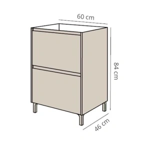 Mobilier stativ pentru lavoar, Fluminia, Lizi, riflat, 60 cm, alb lucios - Img 3