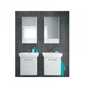 Mobilier suspendat Geberit, Selnova Square, pentru lavoar de 45 cm, alb - Img 6
