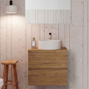 Mobilier suspendat pentru lavoar Fluminia Genova 60, front și laterale netede, 60x46 cm, rovere naturale - Img 3