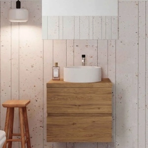 Mobilier suspendat pentru lavoar Fluminia Genova 60, front și laterale netede, 60x46 cm, rovere naturale - Img 3