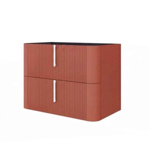 Mobilier suspendat pentru lavoar Fluminia Pisa 80 cm, front riflat, 80 × 46 cm, mattone, mâner alb mat - Img 2