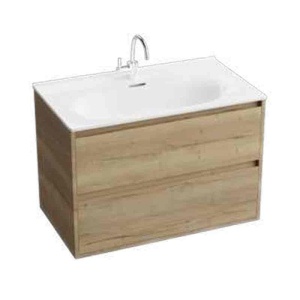 Mobilier suspendat pentru lavoar, Spectrum, Manitoba, 80 cm, ornamente nuc, finisaj nuc - Img 2