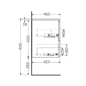 Mobilier suspendat, Rak, Joy, pentru lavoar incastrabil, 100 cm, gri - Img 3