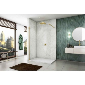 Paravan de duș Walk-In Ronal, Cadura, sticlă securizată de 6 mm, 110 x 200 cm, profil auriu - Img 3