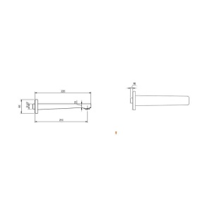 Pipă de umplere pentru cadă Villeroy&Boch, Architectura Square, 21 cm, brushed gold - Img 2