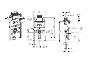 Rama Geberit, Duofix, pentru WC suspendat, 82 cm, cu rezervor Omega 12 cm - Img 2