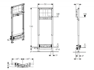 Rigola pentru dus Geberit, Duofix, cu rama de montaj, H 130 cm - Img 2