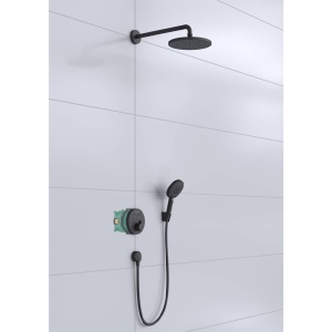 Set dus Hansgrohe, Raindance S, baterie dus termostatata incastrata, negru mat - Img 4