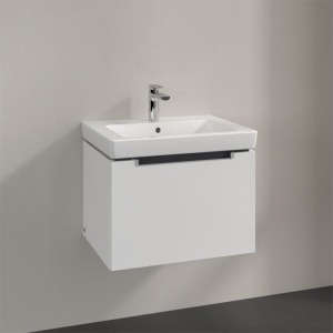 Set mobilier și lavoar suspendat, Villeroy & Boch, Subway 2.0, 60 cm, mâner crom lucios, alb lucios - Img 2