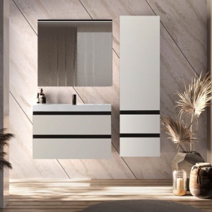 Set mobilier suspendat cu lavoar Kolpasan, Harmony 90, cu 2 sertare, light grey - Img 6