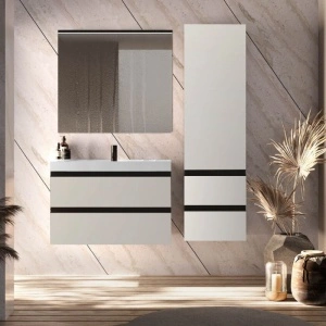 Set mobilier suspendat cu lavoar Kolpasan, Harmony 90, cu 2 sertare, light grey - Img 6