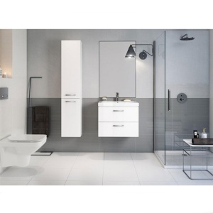 Set mobilier suspendat si lavoar Cersanit, Lara, cu doua sertare, 60 x 45 cm, alb - Img 2