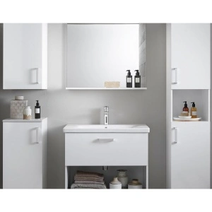 Set mobilier suspendat si lavoar Kolpasan, Evelin, 80 cm, alb - Img 4