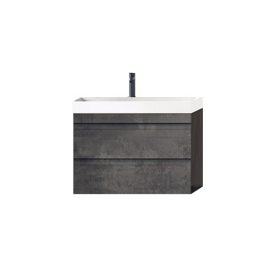 Set mobilier suspendat si lavoar, KolpaSan, Naomi, 60 cm, dark concrete