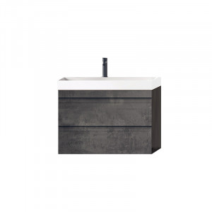Set mobilier suspendat si lavoar, KolpaSan, Naomi, 60 cm, dark concrete
