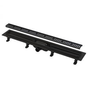 Set rigola de dus cu capac, AlcaDrain, Simple, 75 cm, negru mat