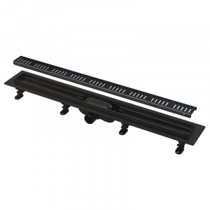 Set rigola de dus cu capac, AlcaDrain, Simple, 75 cm, negru mat