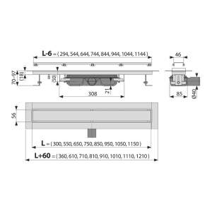 Set rigola de dus cu capac faiantabil, Alcadrain, APZ115 MARBLE LOW 75 cm - Img 4
