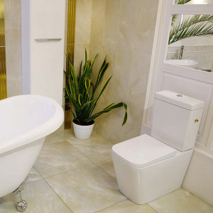 Set vas WC Fluminia, Paris, stativ, BTW, rimless cu rezervor si capac soft-close si easy off inclus - Img 6