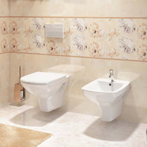 Set vas WC suspendat Cersanit, Carina, Clean On, cu capac soft close si easy off, alb - Img 5