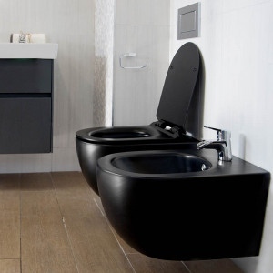 Set vas WC suspendat, Fluminia, Minerva, cu capac quick release si soft close, negru - Img 5