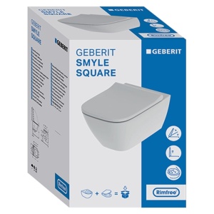 Set vas WC suspendat Geberit, Smyle Square, cu capac quick release, alb - Img 5