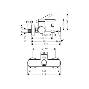 Baterie cadă-duș Hansgrohe Zesis S, montaj pe perete, crom - Img 2
